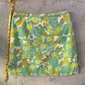 Vintage 90s Lilly Pulitzer Teal, Yellow & Green Floral Mini Skirt